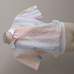 Vtg 80s DAVID PEET seersucker top.szM